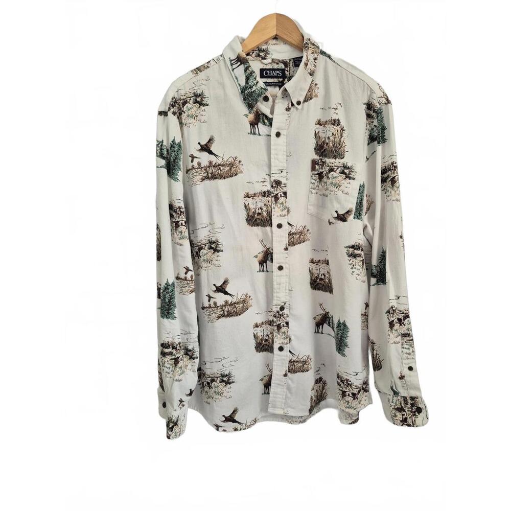 Chaps Performance Mens Hunting Theme Button Front… - image 1